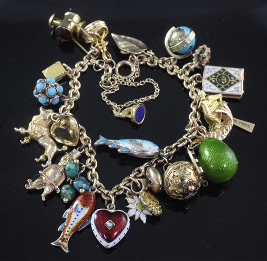 A 9ct gold charm bracelet,